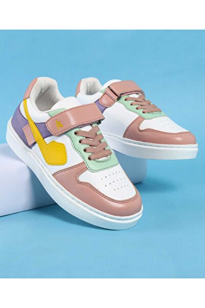 Pine kids حذاء كاجوال بشريط فيلكرو - أبيض ووردي