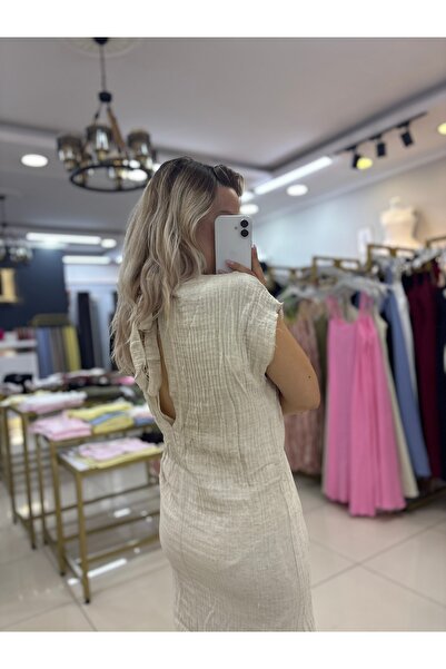 LİSAA BUTİK ΦΟΡΕΜΑ ΛΙΝΟ ΜΕ ΟΧΙ ΜΑΝΙΚΙ ΠΙΣΩ ΛΕΠΤΟΜΕΡΗ