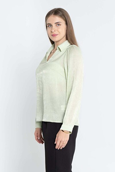 mica بلوزة سهرة سادة بأكمام طويلة للنساء