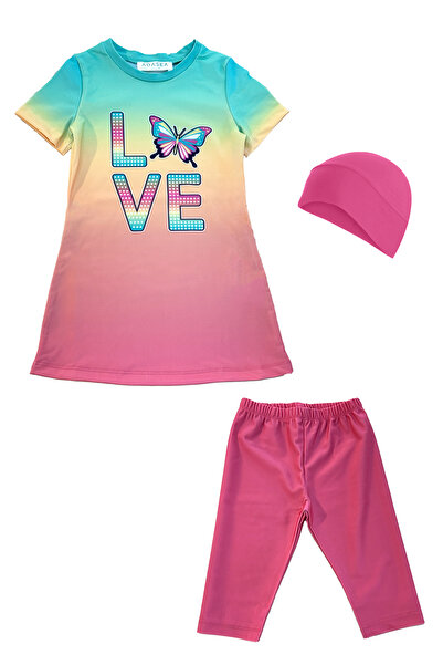 Adasea Children's Sea Pool Swimsuit with Uv Protection Short Sleeve Tights 1912 Green