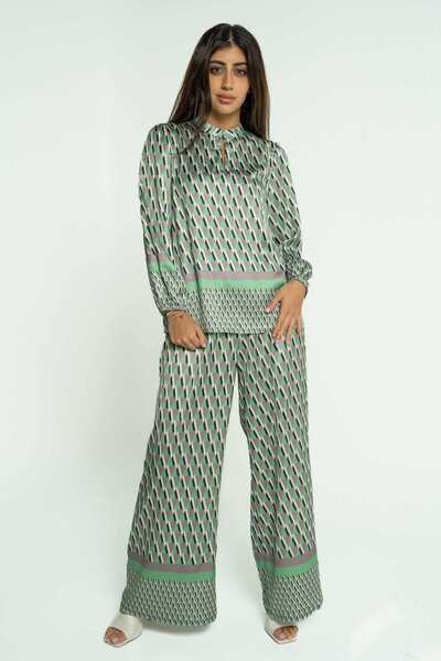 mica Women's Wide Leg Printed Long Pants