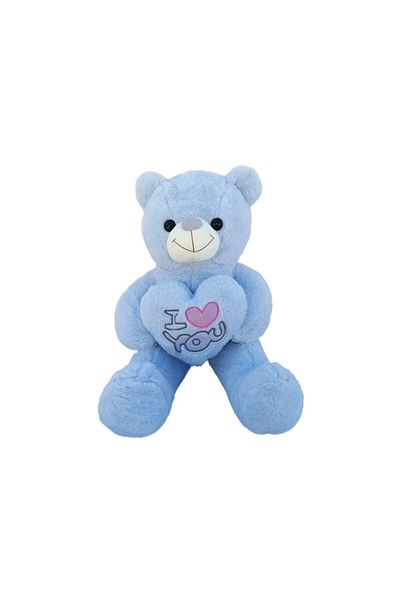 Nichita Blue Teddy Bear with Heart, Impex, 50 cm