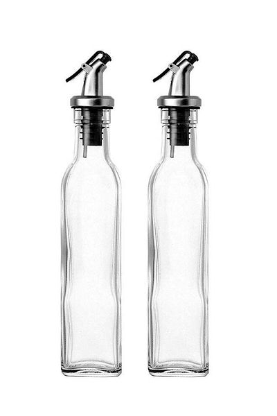 ZeeSquare 2-Piece Oil And Vinegar Cruet Glass Bottle Clear 100ml