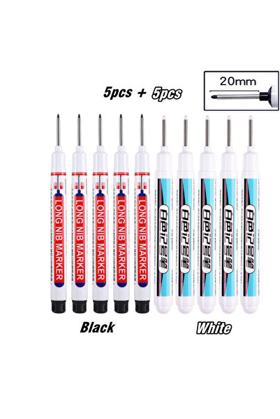 Choice 5 black 5 white 10Pcs/Set 20mm Deep Hole Long Nib Head Marker For Meta...