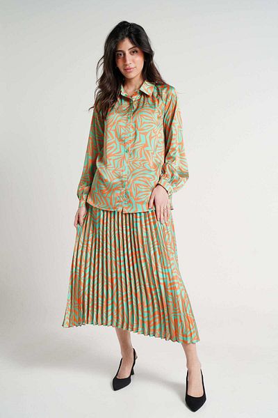 mica Printed Women's Midi Skirt with Pleats