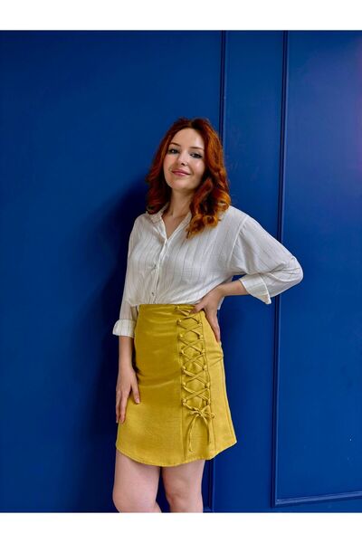 ROSEEMODE BAĞCIK DETAYLI MİNİ ETEK