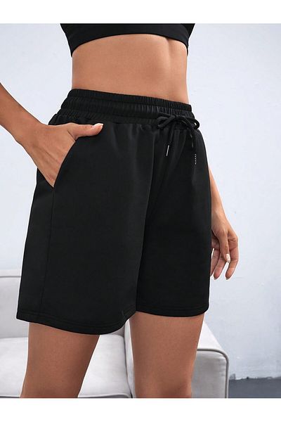 NACRE Women's Black Plain Regular Comfortable Wear Summer Shorts