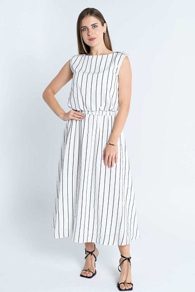 mica Women's Wide Striped Midi Skirt