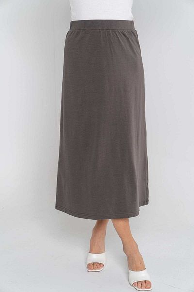 mica Women's Solid Midi Skirt with Elastic Waistband
