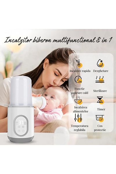 Alansa Incalzitor biberoane, Multifunctional8in1, Sterlizator, Timer, Mentinere cald24h, Functie dezghetare