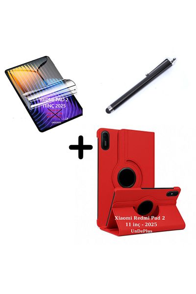 UnDePlus Xiaomi Redmi Pad 2 11Inch 2025 Case Rotating Tablet Case Screen Protector+Pen