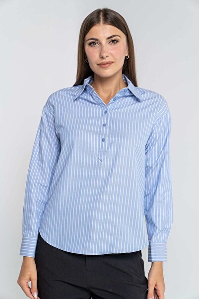 mica Long-Sleeve Striped Blouse