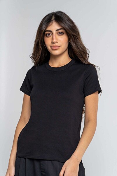 mica Solid Short Sleeve Crew Neck Blouse