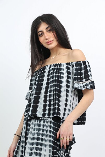 mica Women's Tie-Dye Off-Shoulder Short Sleeve Blouse