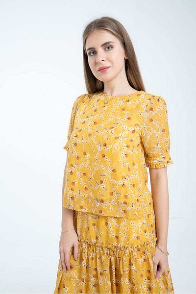 mica Floral Blouse with Ruffles