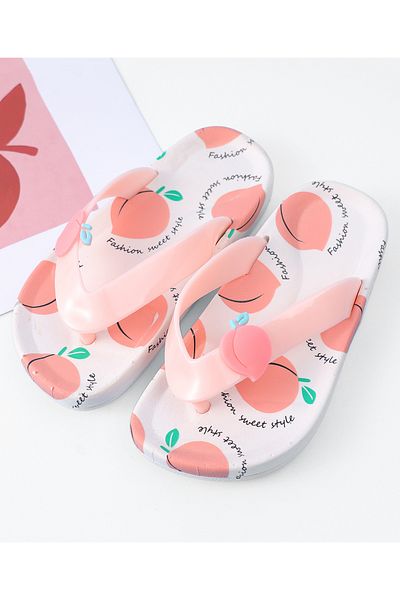 SAPS Peach Print Slip On Flip Flops - Pink