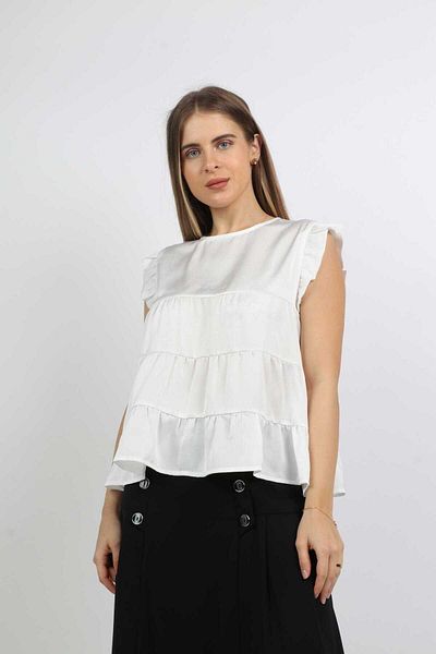 mica Women's Ruffled Hem Sleeveless Blouse