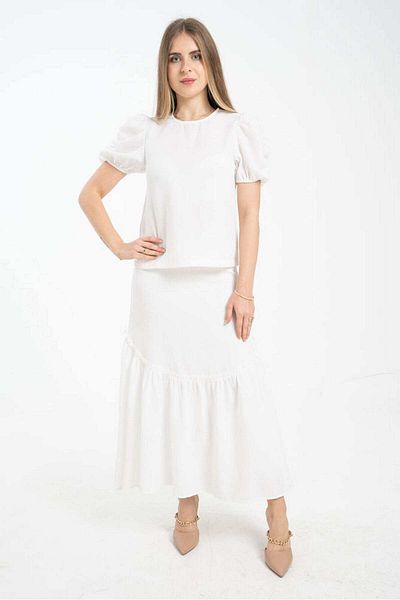 mica Women's Solid Midi Flared Skirt