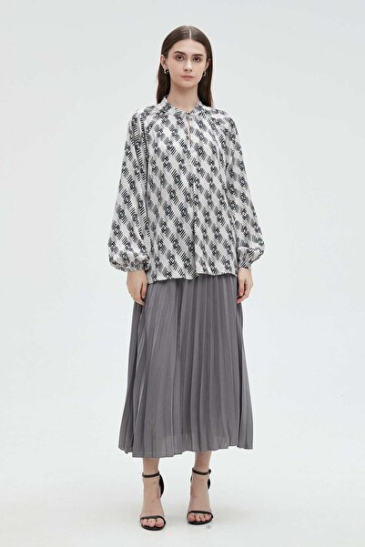 mica بلوزة نسائية بأكمام طويلة على شكل فانوس