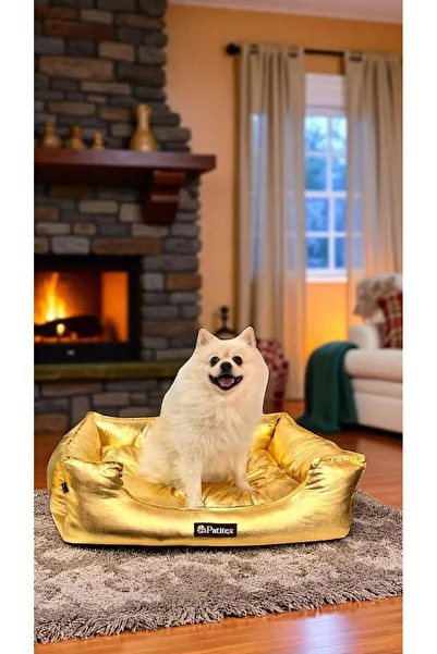 PATİTEX Special Series Gold Bed - Cat Bed - Dog Bed - Lux Bed - Cushioned Bed (Size m)