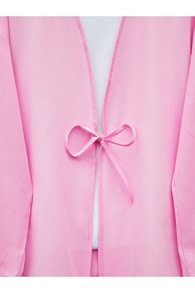 Modamorfo Front Lace Poplin Kimono -Pink