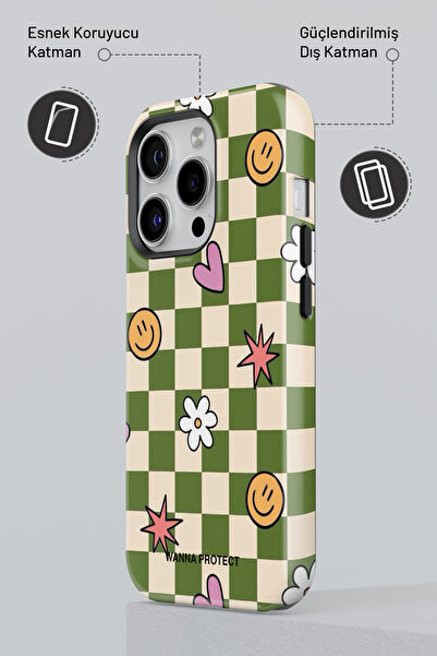 WANNA PROTECT iPhone 11 Çift Katmanlı Darbe Emici Koruma Smile Kalp Parlak Superior PROTECT Telefon Kılıfı