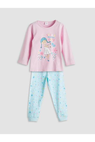 LC Waikiki Lcw Kids Crew Neck Printed Girls' Pajamas Set