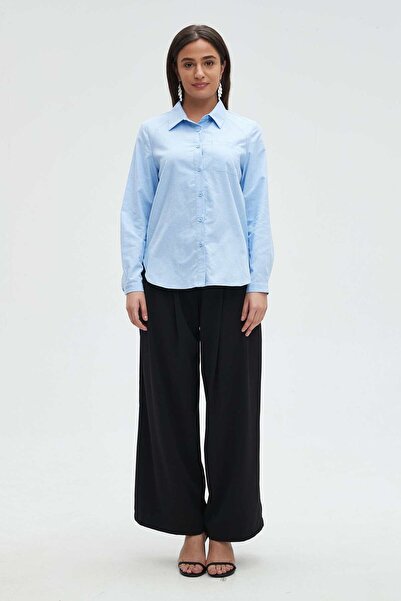 mica Solid Color Women's Long Sleeve Blouse