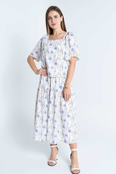 mica Floral Short-Sleeve Round Neck Blouse