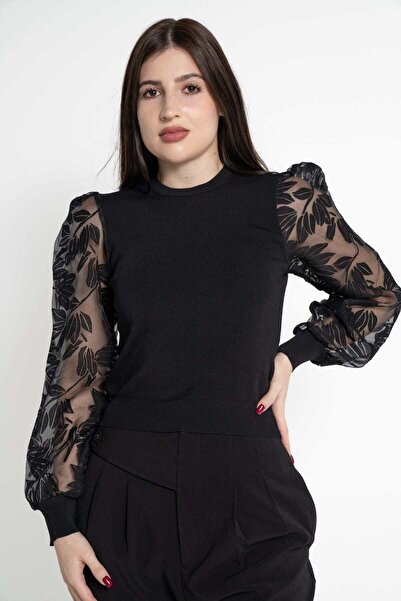 mica Women's Long-Sleeve Sheer Embroidered Blouse