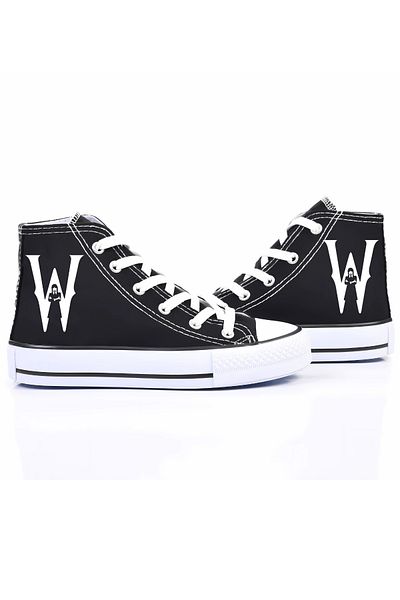 MECH BUTİK Wednesday Printed Black High Top Canvas Sports Shoes Sneaker