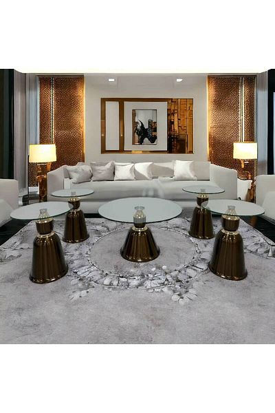 Al Saada Home طقم طاولة قهوة أكريليك ذهبي 5 قطع