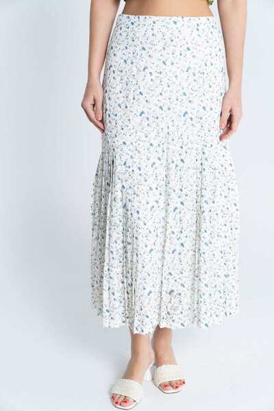 mica Floral Pleated Midi Skirt