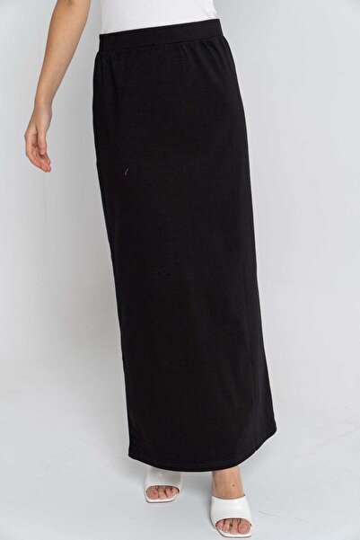 mica تنورة طويلة سادة بحزام خصر مطاطي