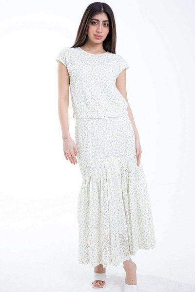 mica Floral Pleated Midi Skirt