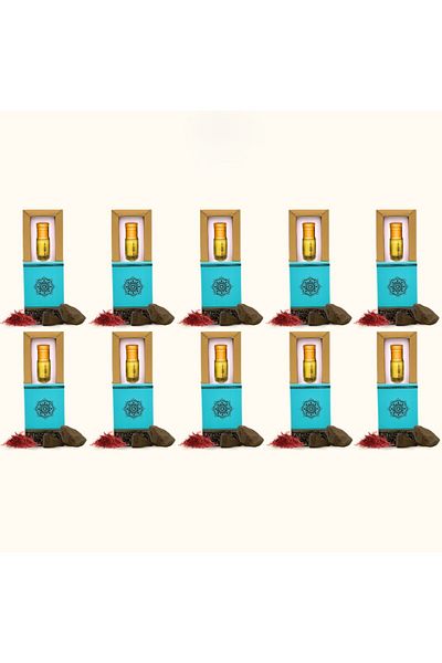 Oud توزيعات مسك الزعفران الفاخر + كسر عود محسن - 10 علب