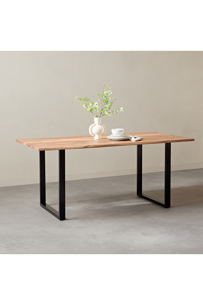 Home Box طاولة طعام كوستا بستة مقاعد مع سطح من الخشب الصلب وحافة حية