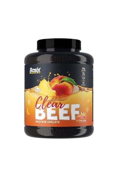 Basix Clear Beef Isolate Protein, Peach Ice Tea, 2 Kg, Pure Beef Protein Rich in Essential Amino Acids