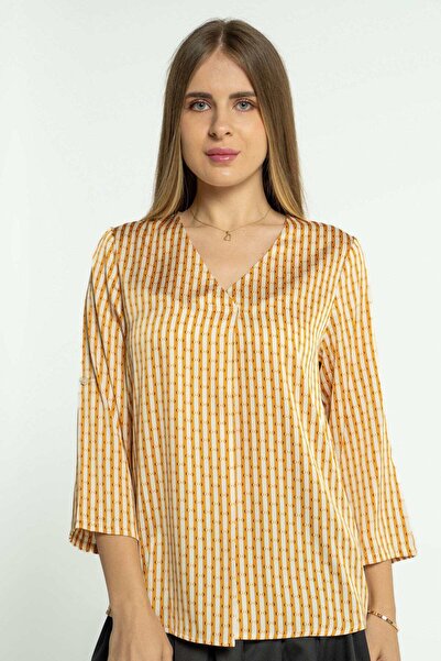 mica Striped Long Sleeve Women's Blouse (3/4 Sleeves)