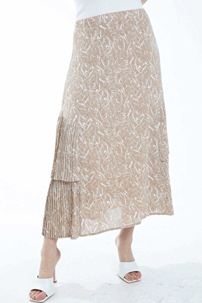 mica Pleated Floral Midi Skirt