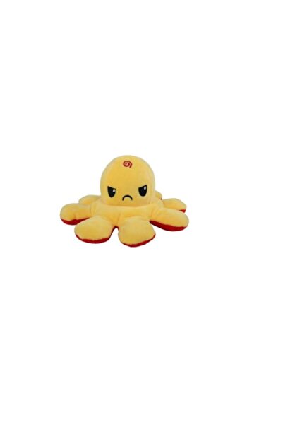 E EFRALL Reversible Octopus Plush Toy, Happy and Sad Face, Red/Yellow 30 cm