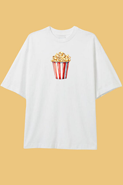 Dupe Design Μπλουζάκι με στάμπα ποπ κορν, oversized