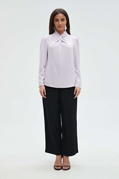 mica Women's Long Sleeve Ruffled Chiffon Blouse