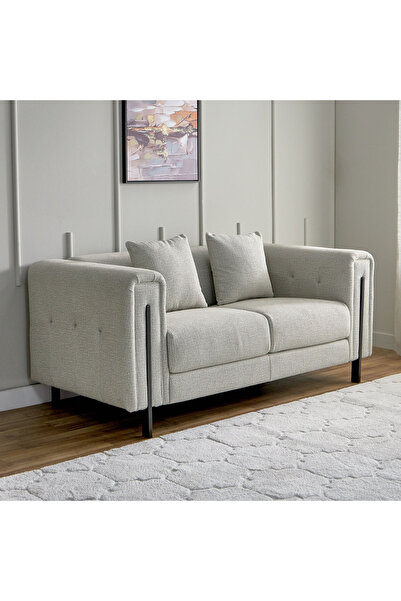 Home Box أريكة غليستن القماشية ذات المقعدين مع وسادتين