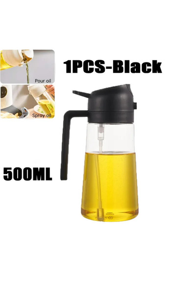 Choice Black-500ml-Plastic Oil Spray Pot 2-in-1 Plastic Household Kitchen Oil Bottle Nebulizing Mist Fillin