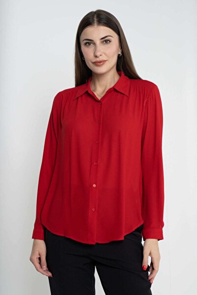 mica Solid Front Button Blouse with Short Sleeves