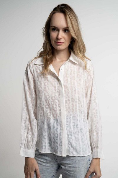 mica Women's Long Sleeve Sheer Printed Shirt