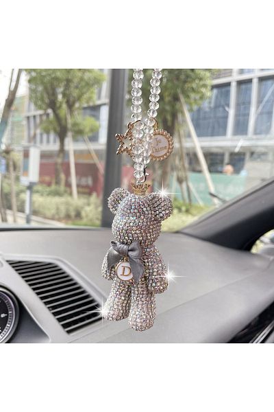 Choice ab color bow Cartoon Diamond Crystal Bow Bear Car Pendant Mirror Hanging Ornaments Bling Car Interio