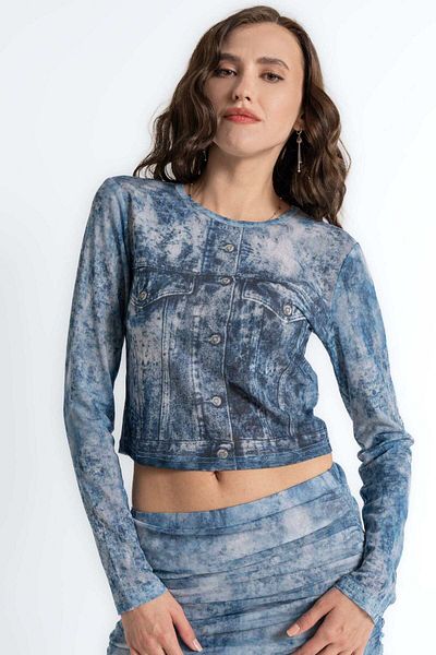 mica Printed Long-Sleeve Blouse
