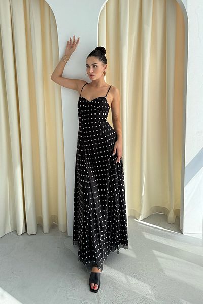 Seda Yalçın Atelier Black Polka Dot Dress with Breast Handles